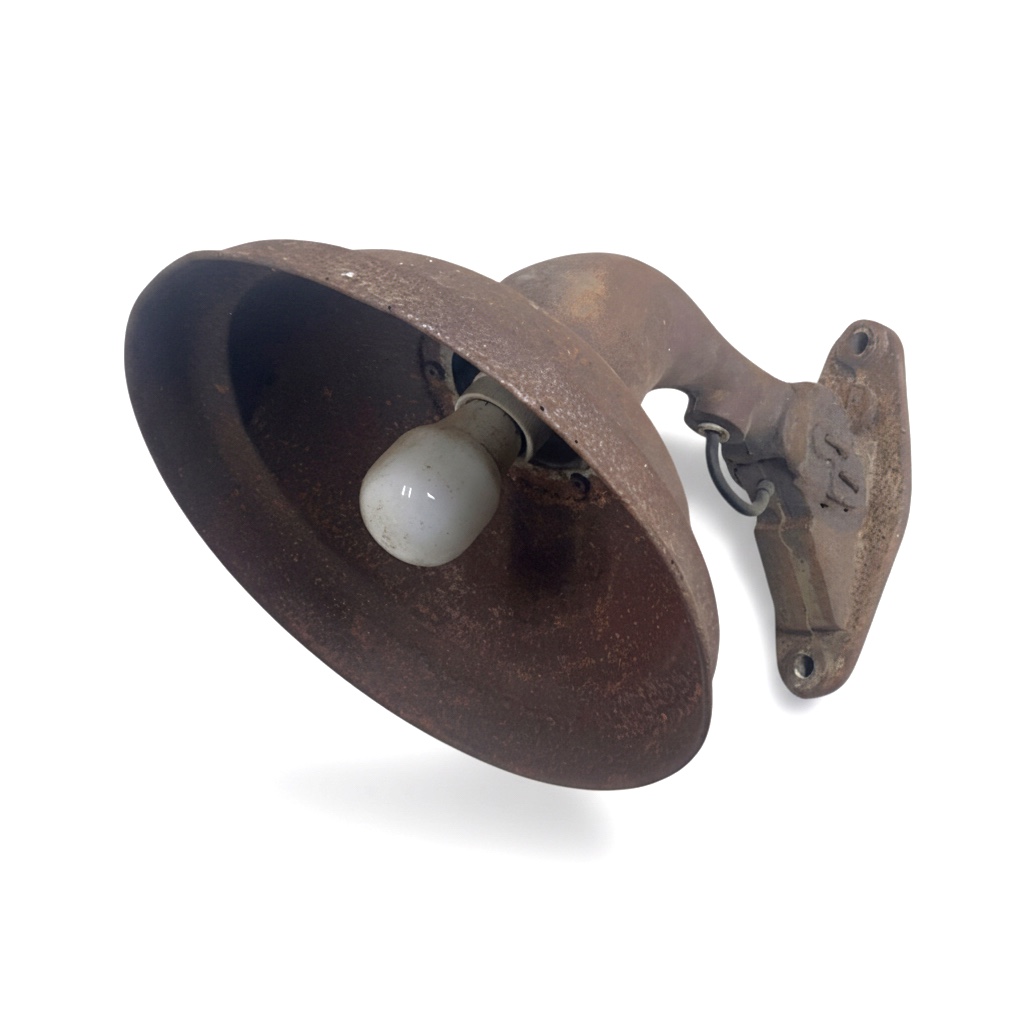 lampada applique industriale da esterno in ferro brunito