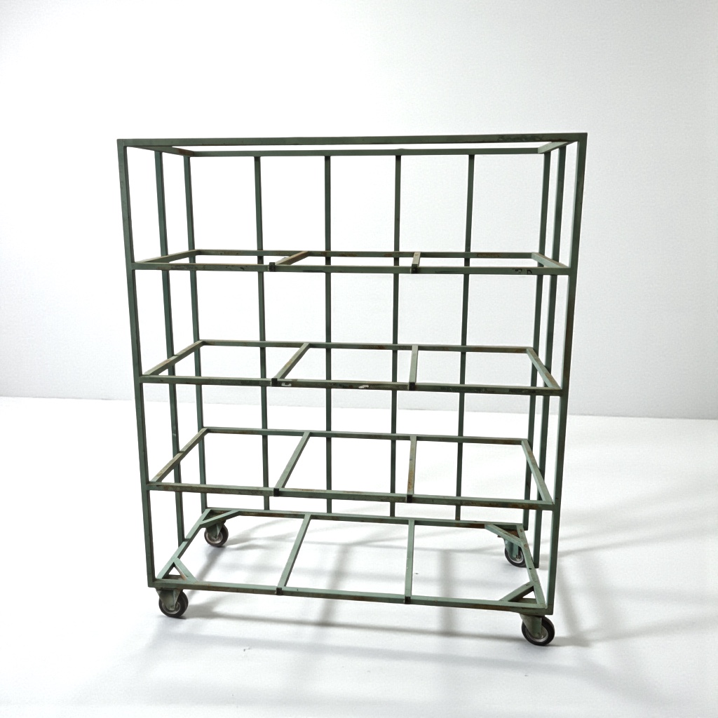 scaffale industriale su ruote in ferro verde