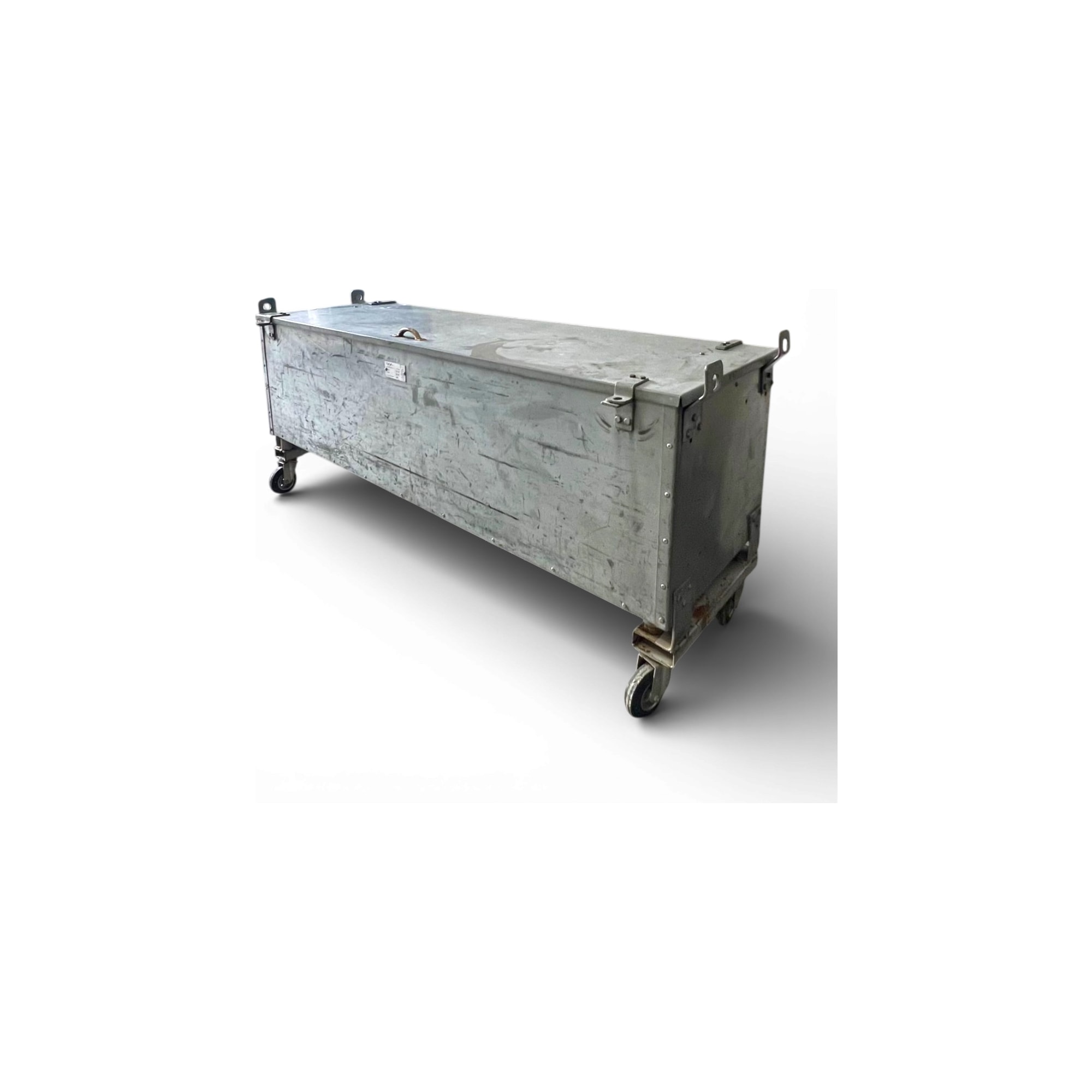baule industriale in metallo zincato su ruote
