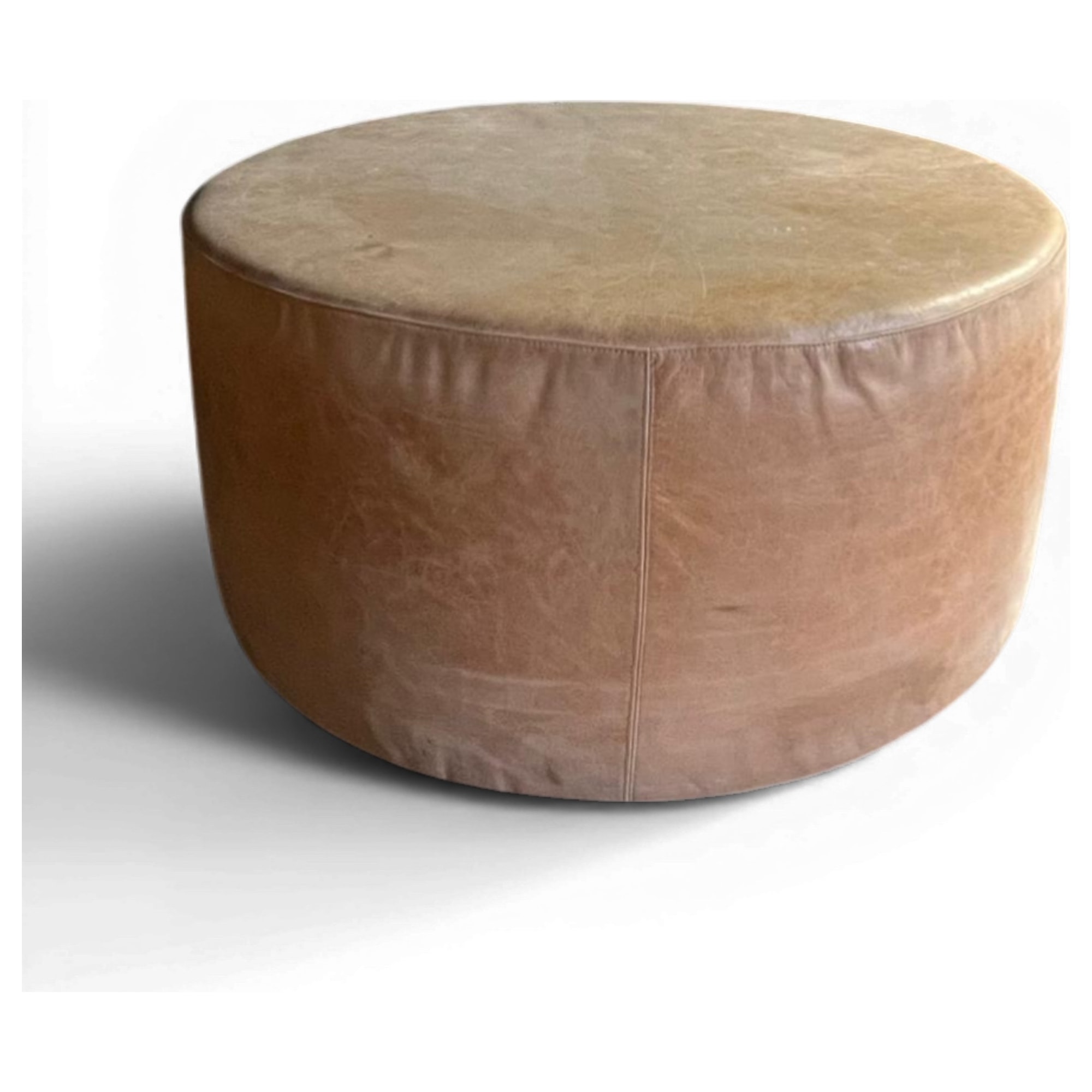pouf cilindrico in pelle naturale