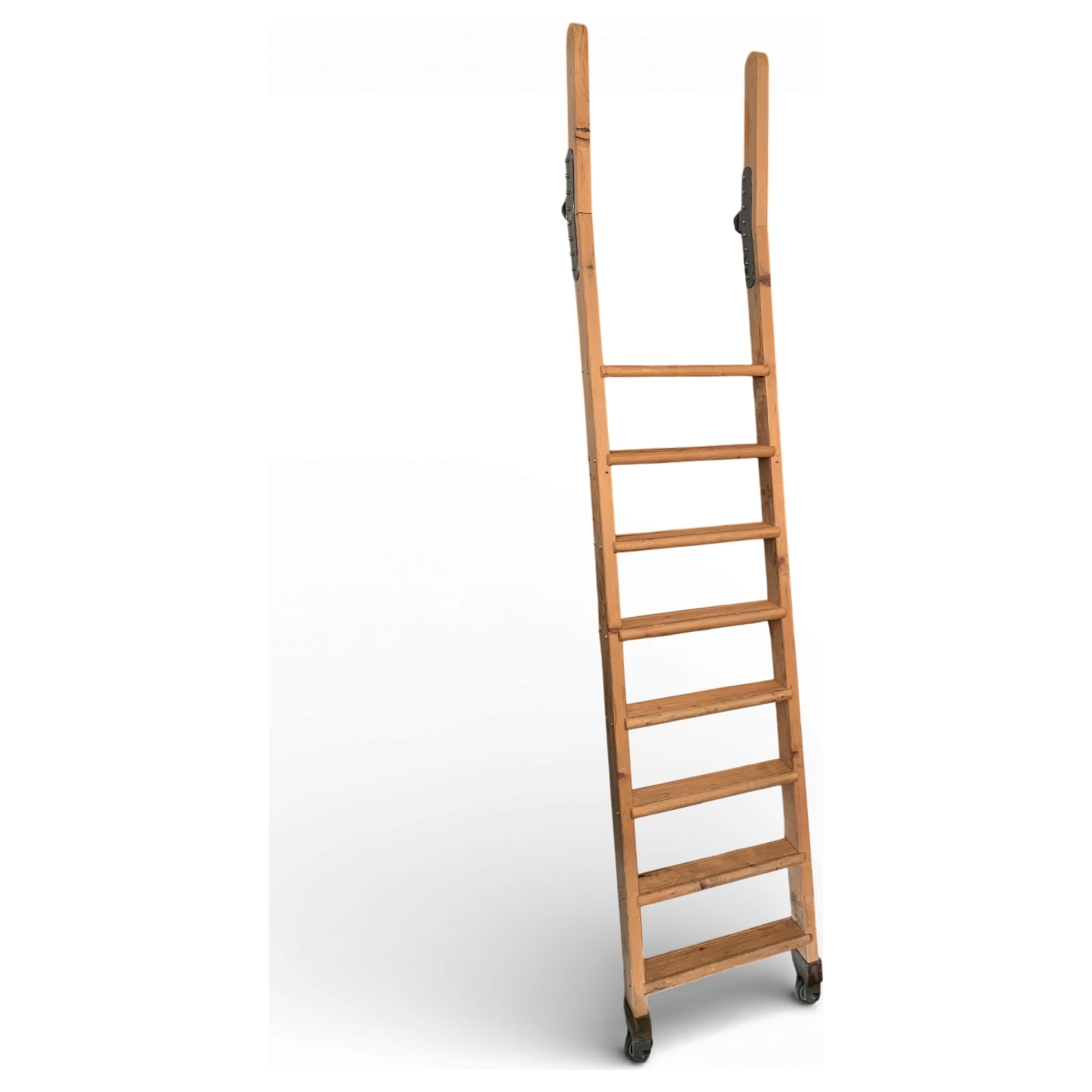 scala bibliotecaria su rotaia in legno di pino