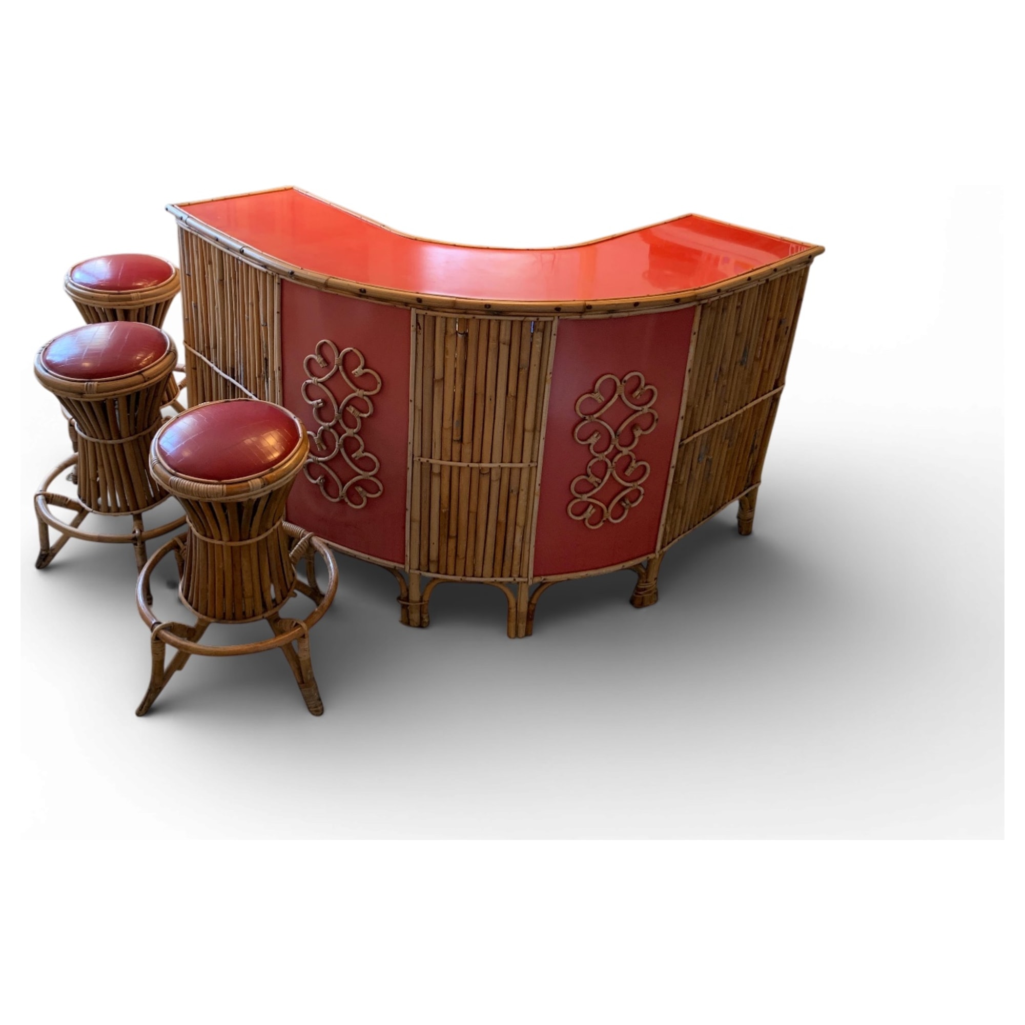 angolo bar bamboo e skai corallo anni '50