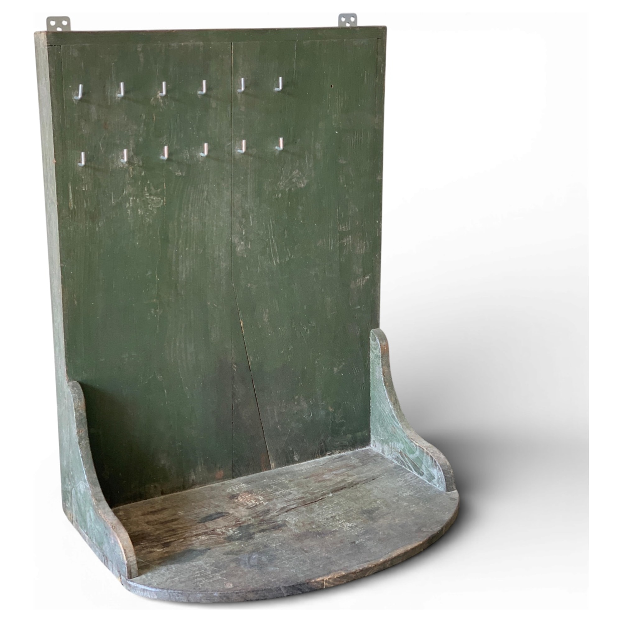 portachiavi da parete in legno patinato verde