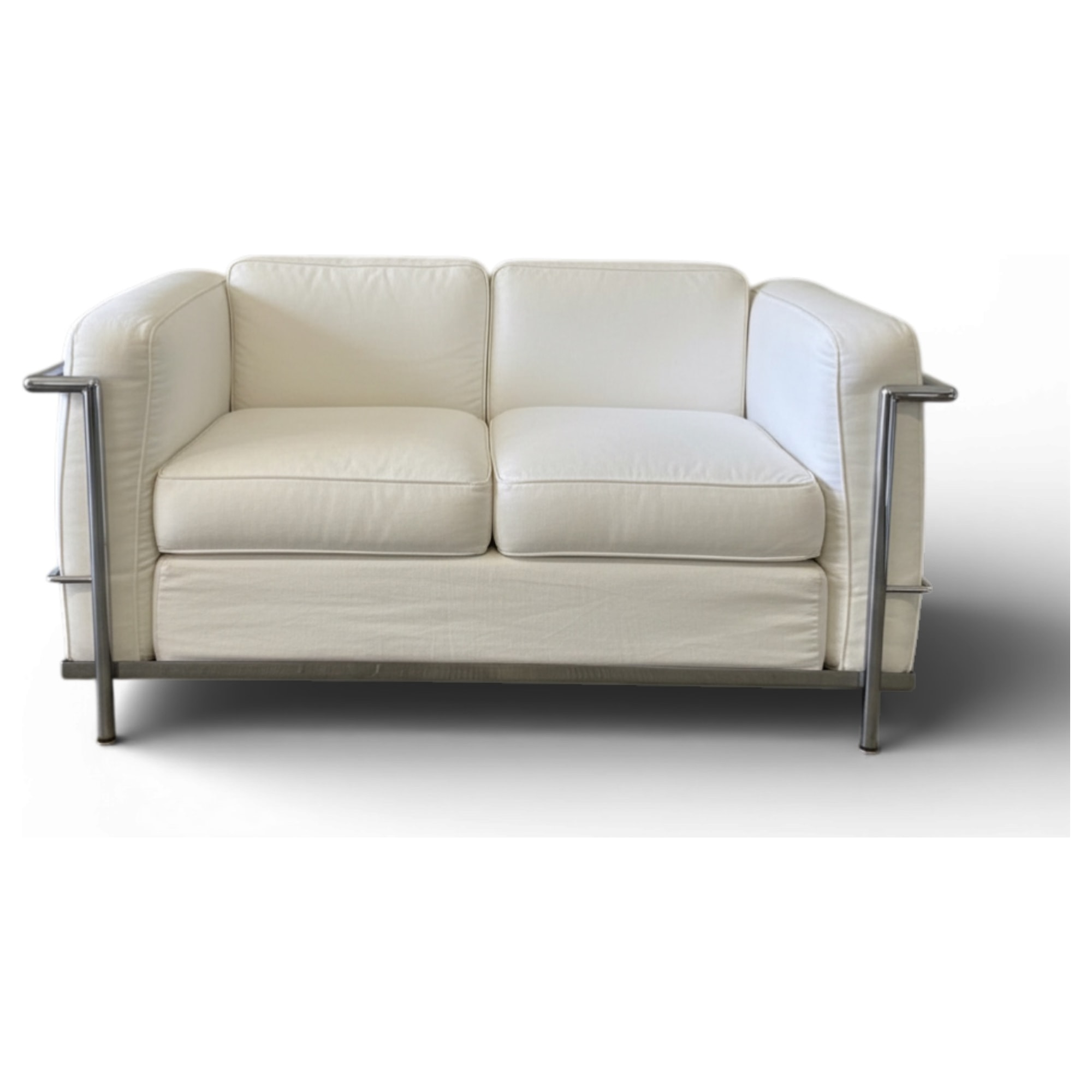 divano due posti lc2 in pelle bianca