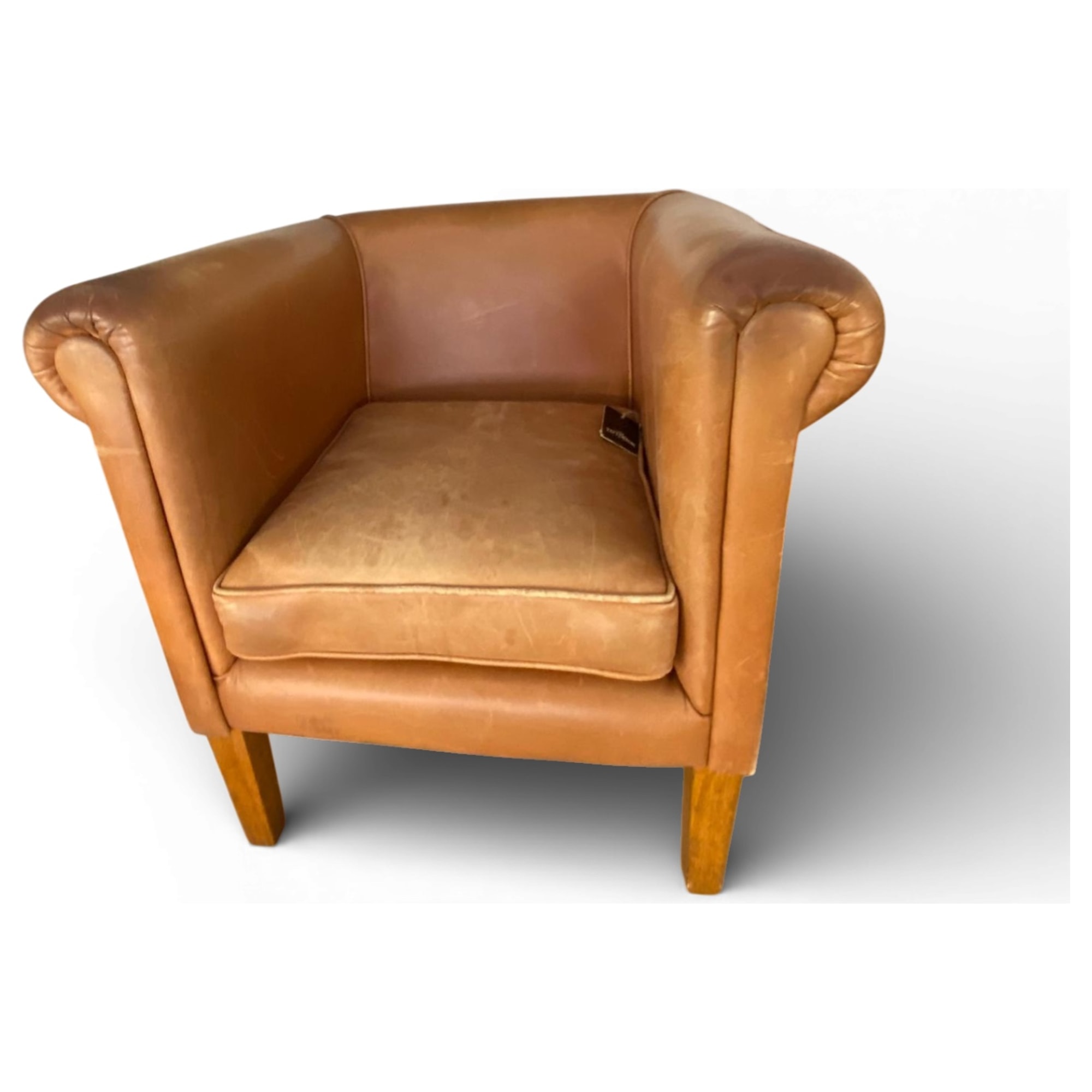 poltrona club in pelle tabacco anni 60