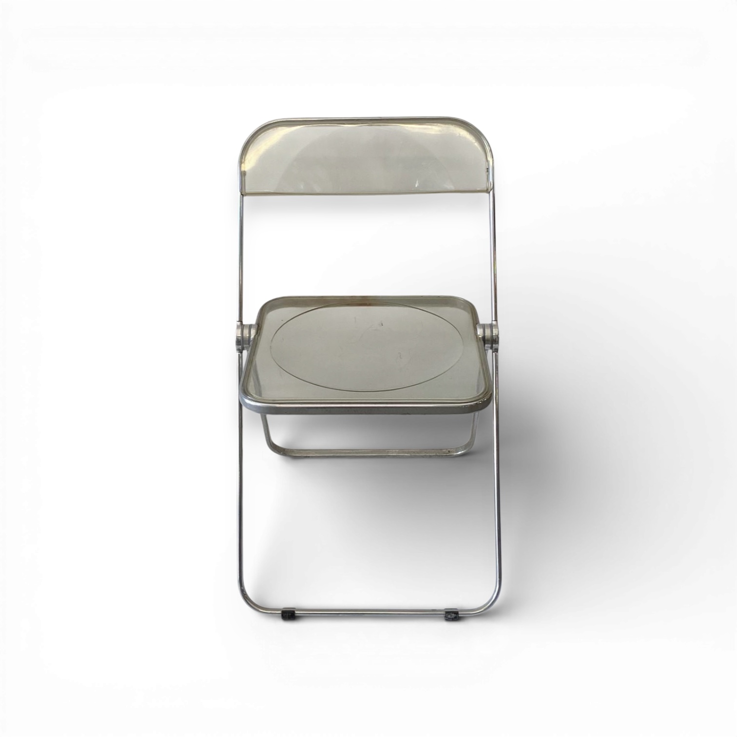 sedia pieghevole in plexiglass e metallo