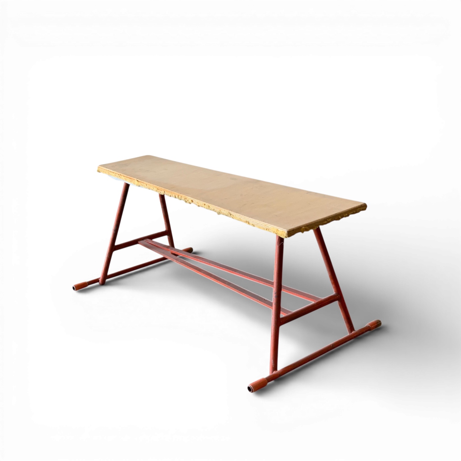 panca da ginnastica vintage in ferro smaltato senza imbottitura