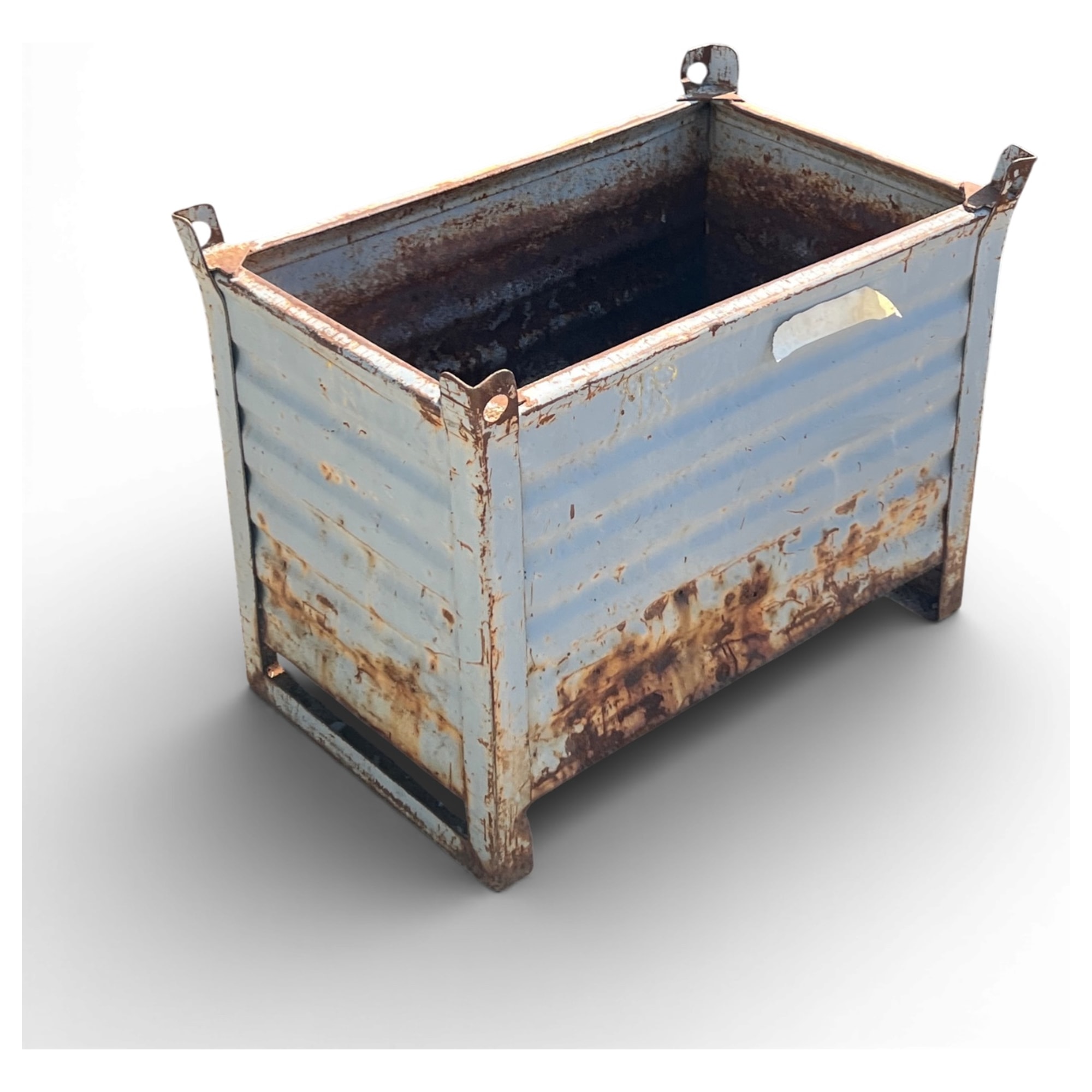 cassone industriale in lamiera blu patinata