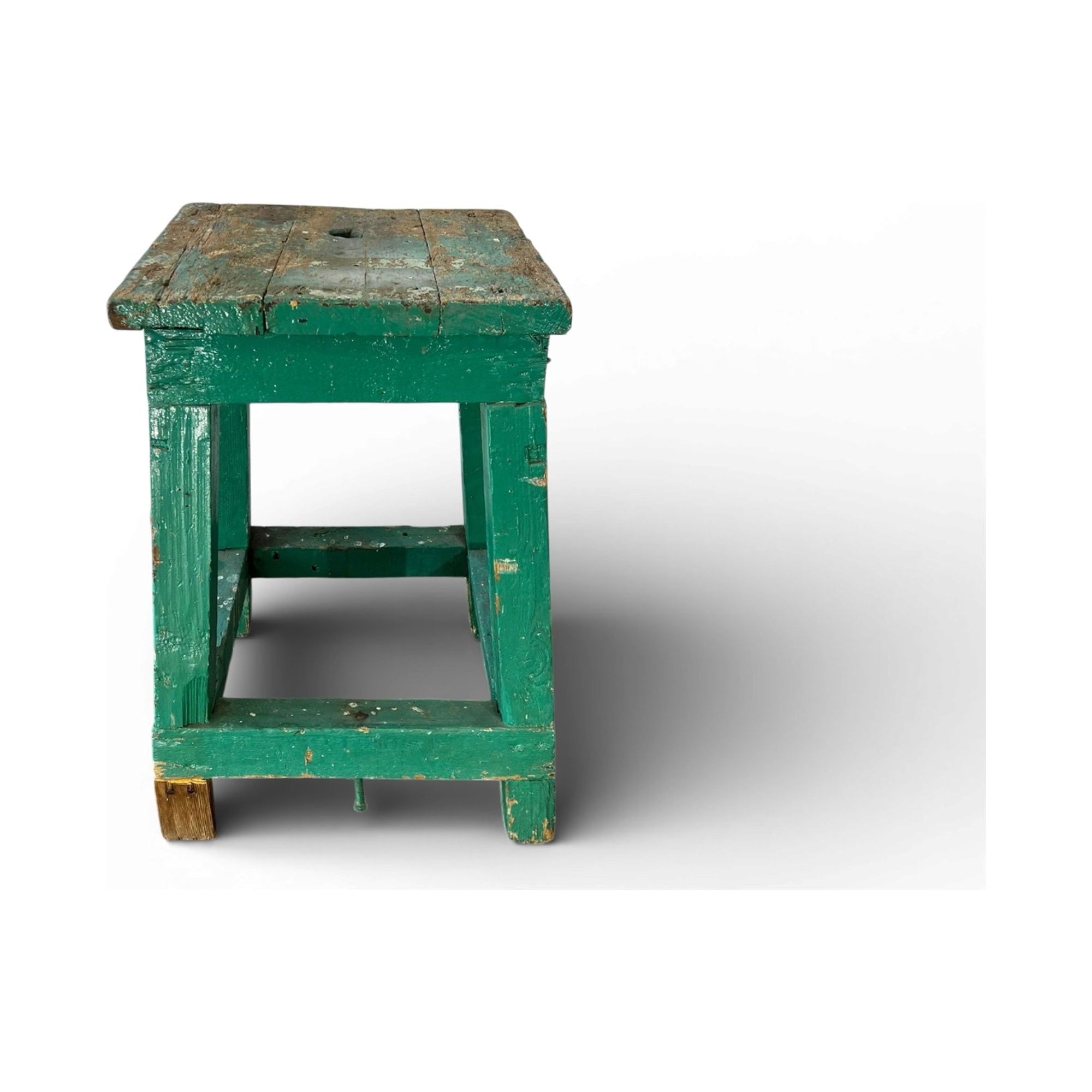 sgabello rustico verde patinato