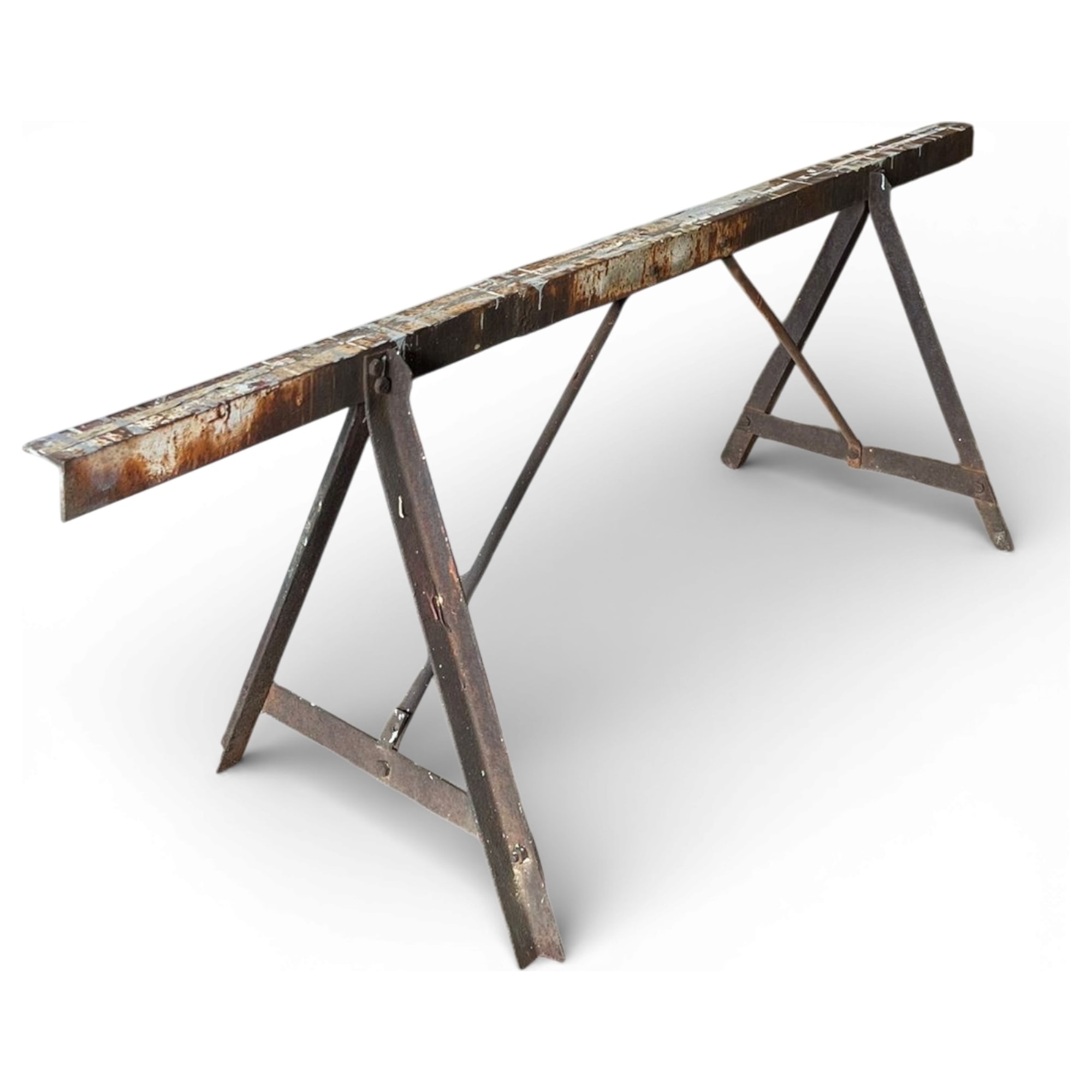 cavalletto industriale da falegnameria in ferro patinato