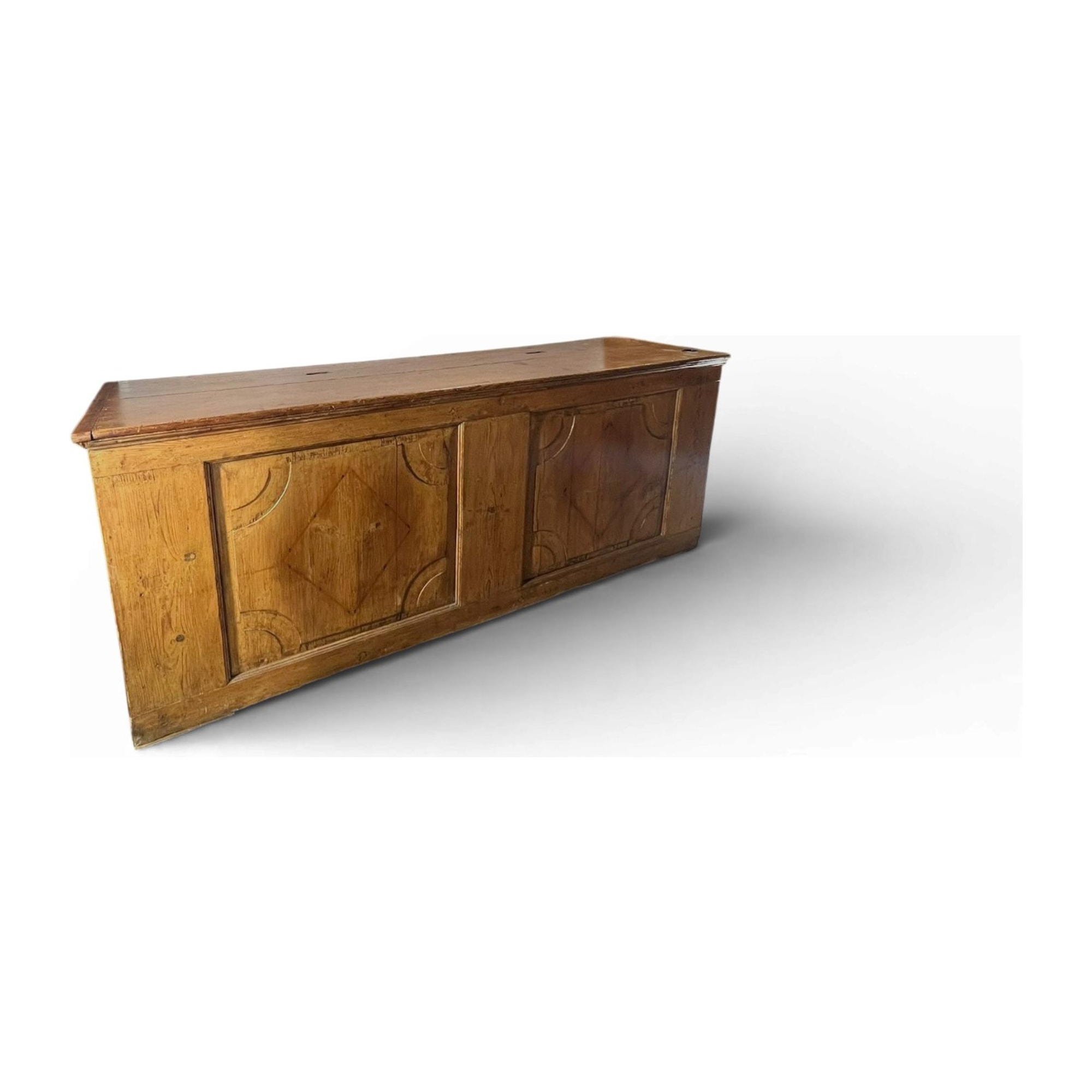 bancone da drogheria in abete scolpito