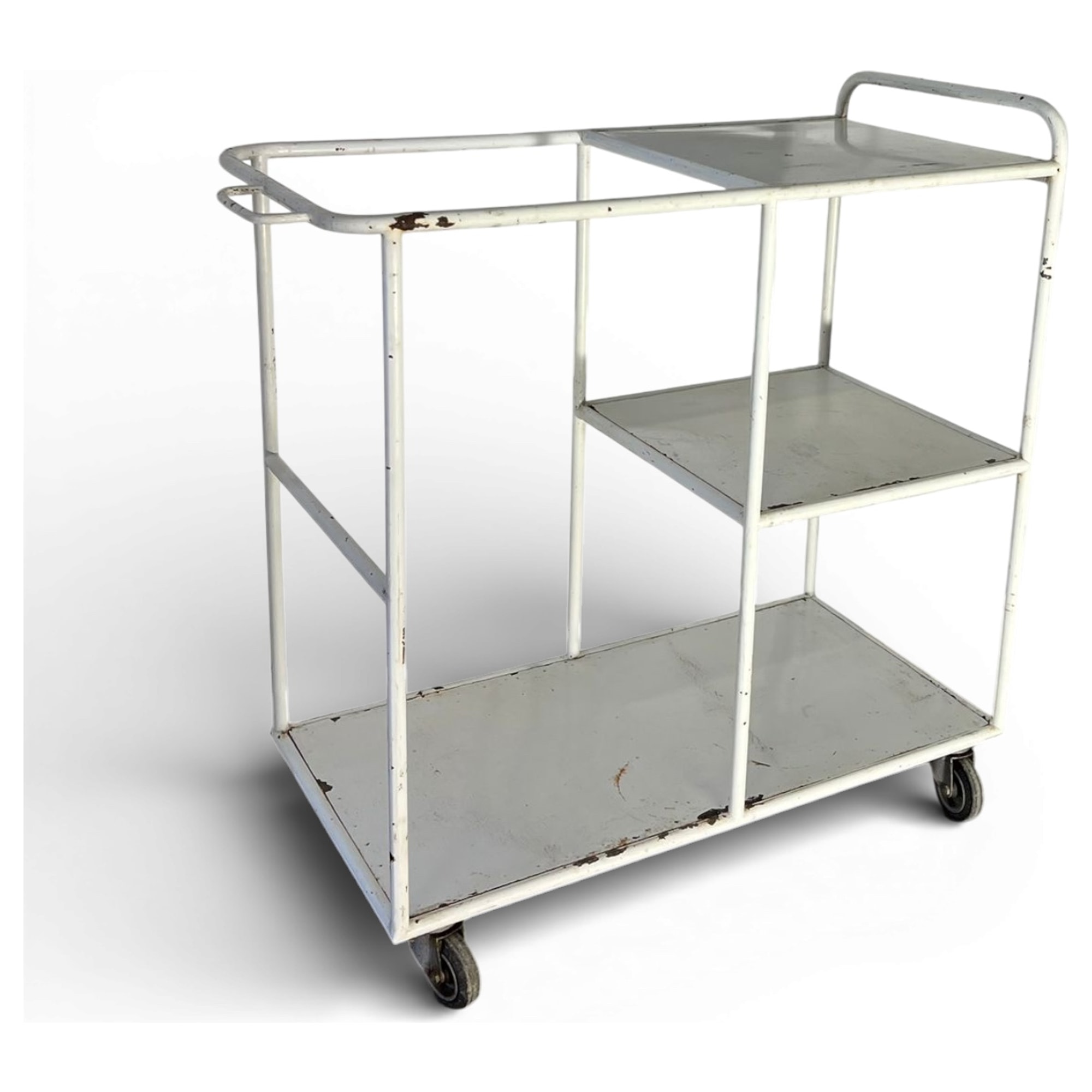 carrello industriale in metallo verniciato bianco