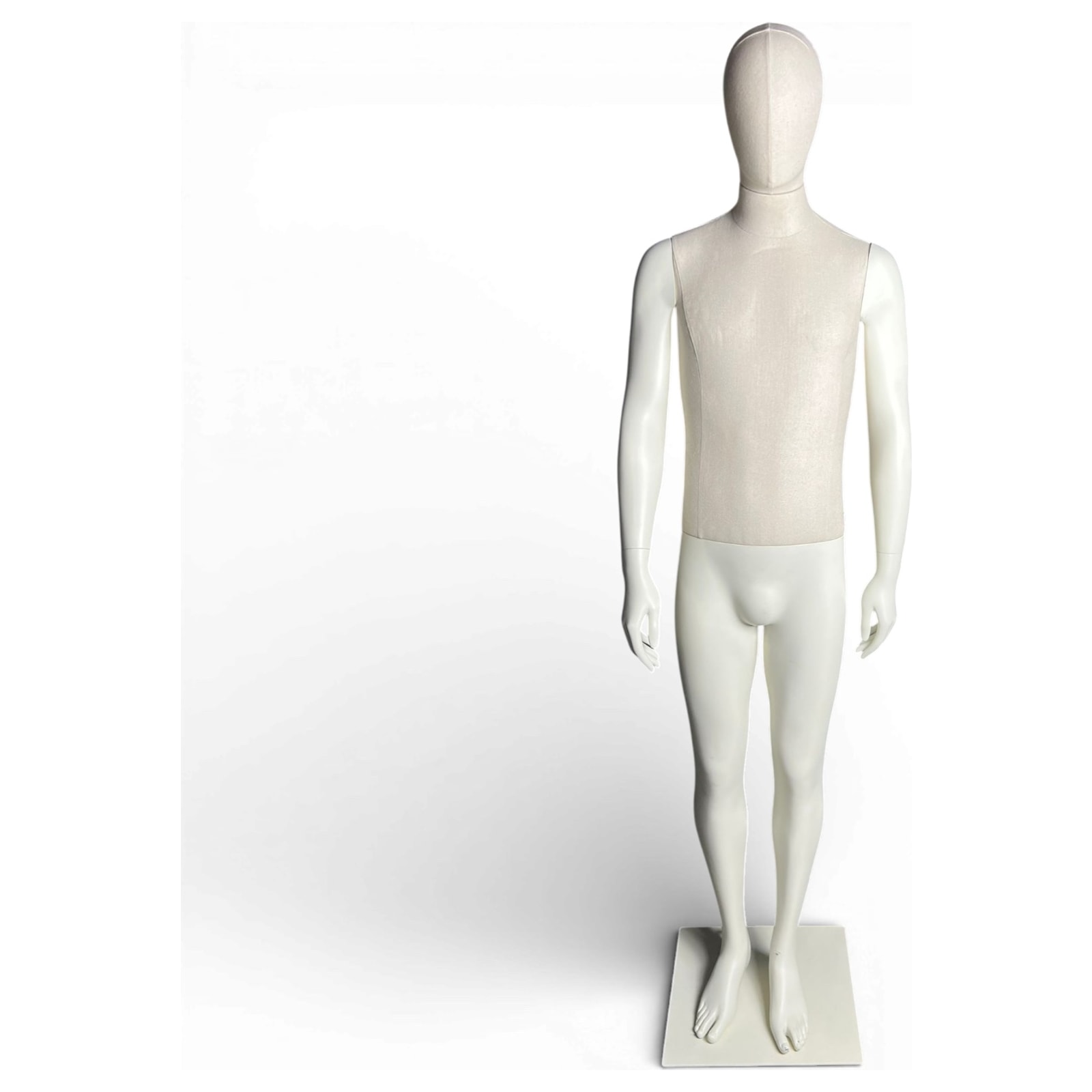 manichino sartoriale maschile rivestito in tessuto