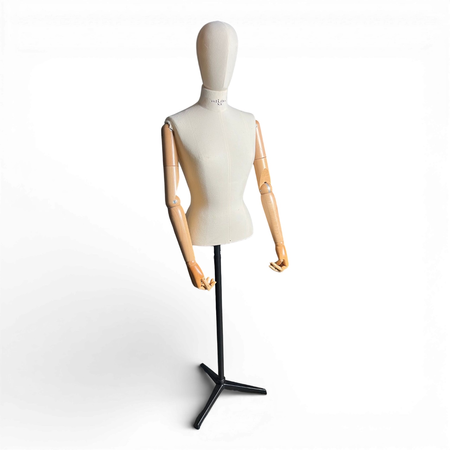 manichino sartoriale busto donna con braccia snodate in legno
