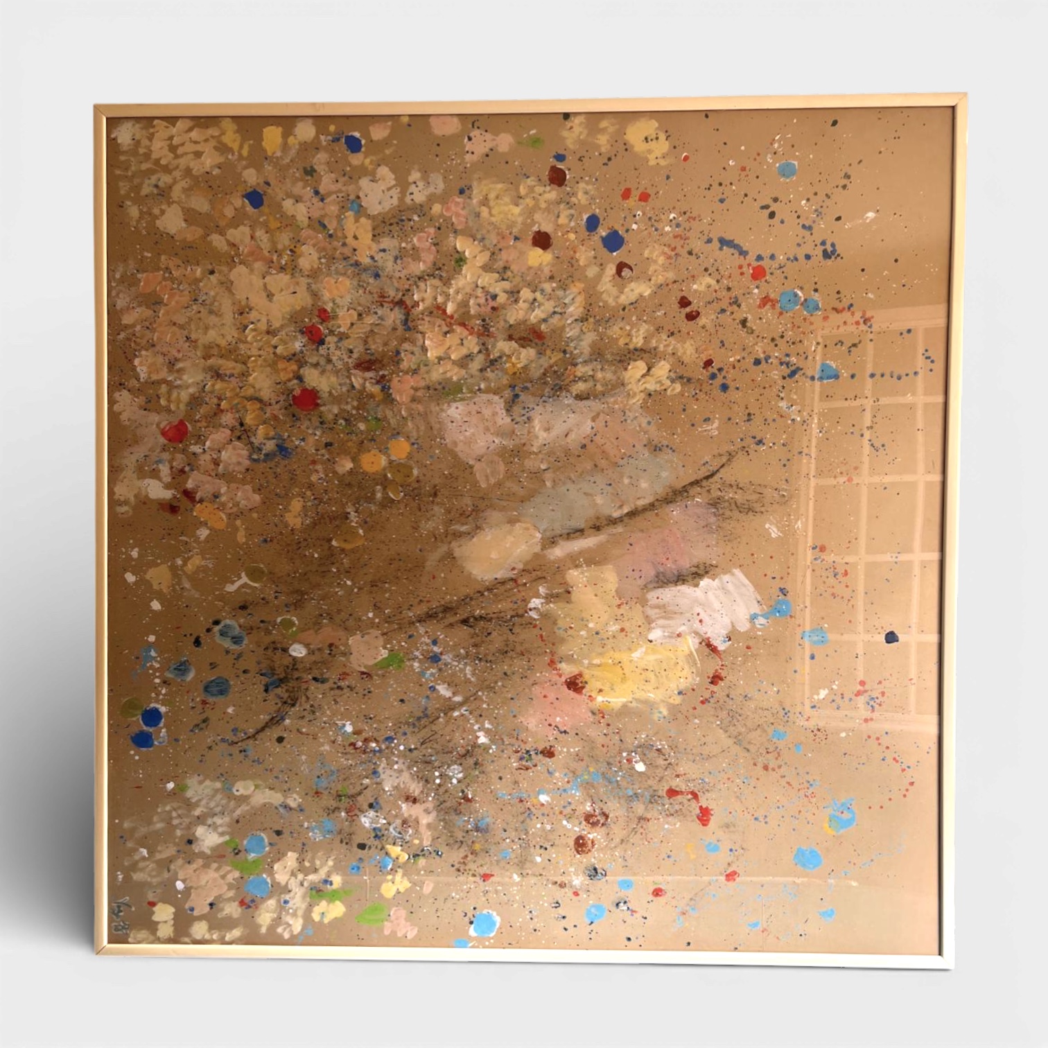 quadro astratto su cartone oro