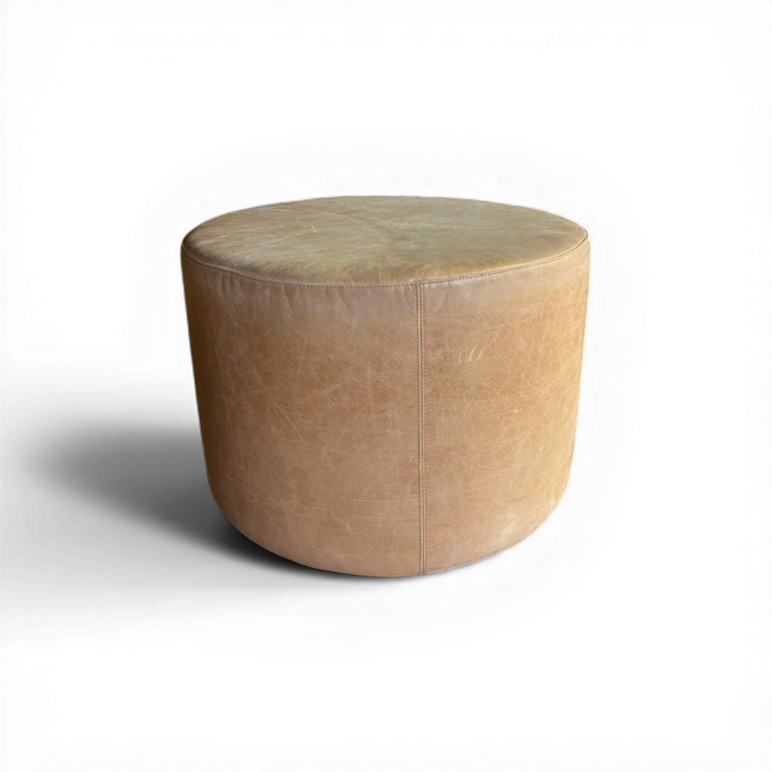 pouf cilindrico in pelle naturale