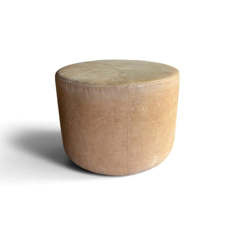 pouf cilindrico in pelle naturale