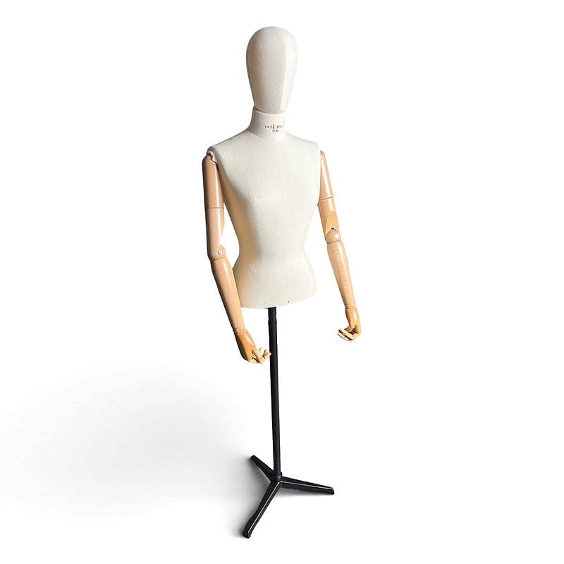 manichino sartoriale busto donna con braccia snodate in legno