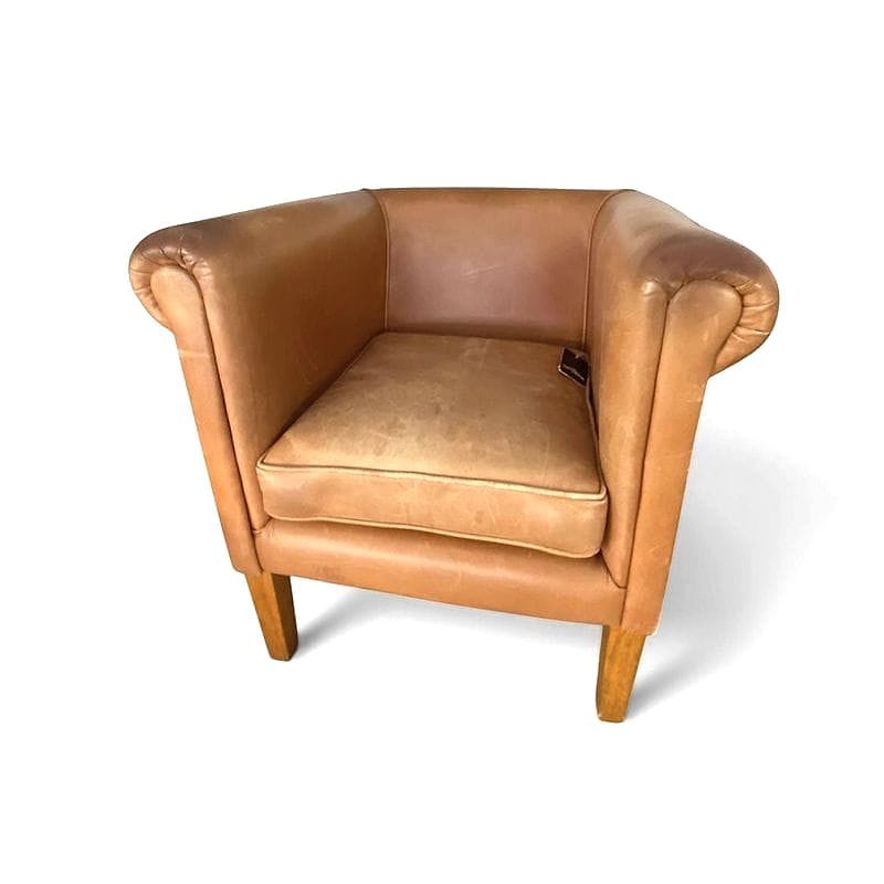 poltrona club in pelle tabacco anni 60