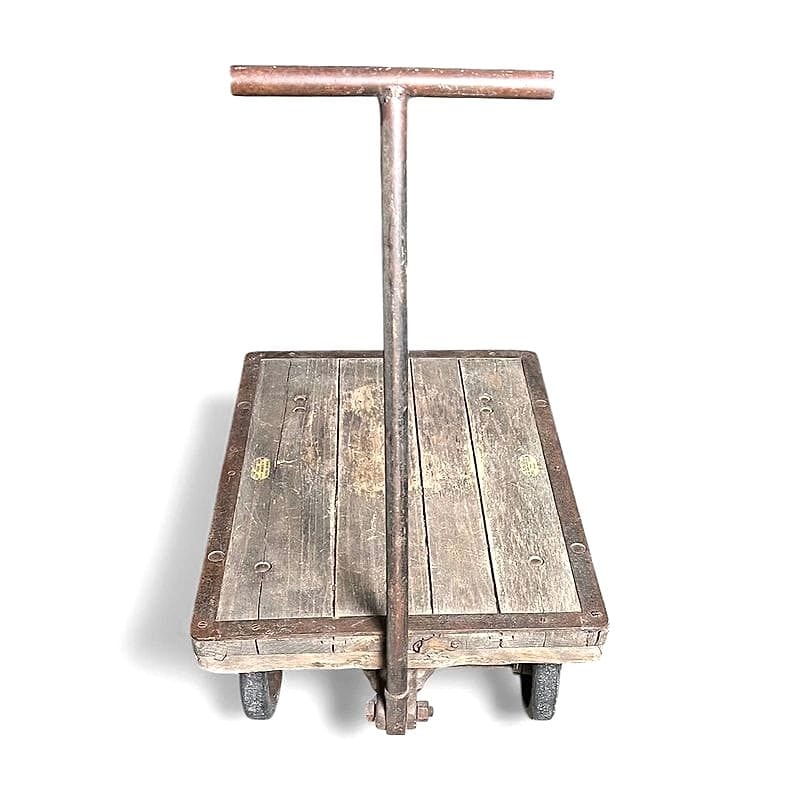 carrello industriale in legno e ferro primo '900 - immagine 4