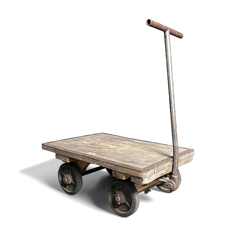carrello industriale in legno e ferro primo '900