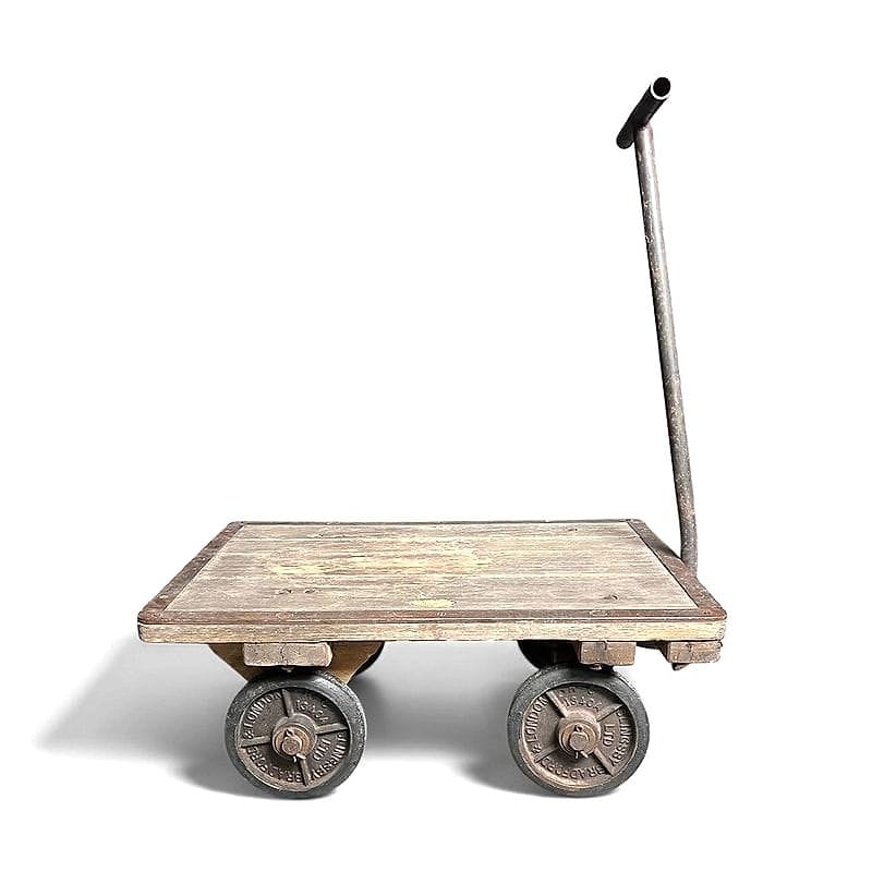 carrello industriale in legno e ferro primo '900 - immagine 5
