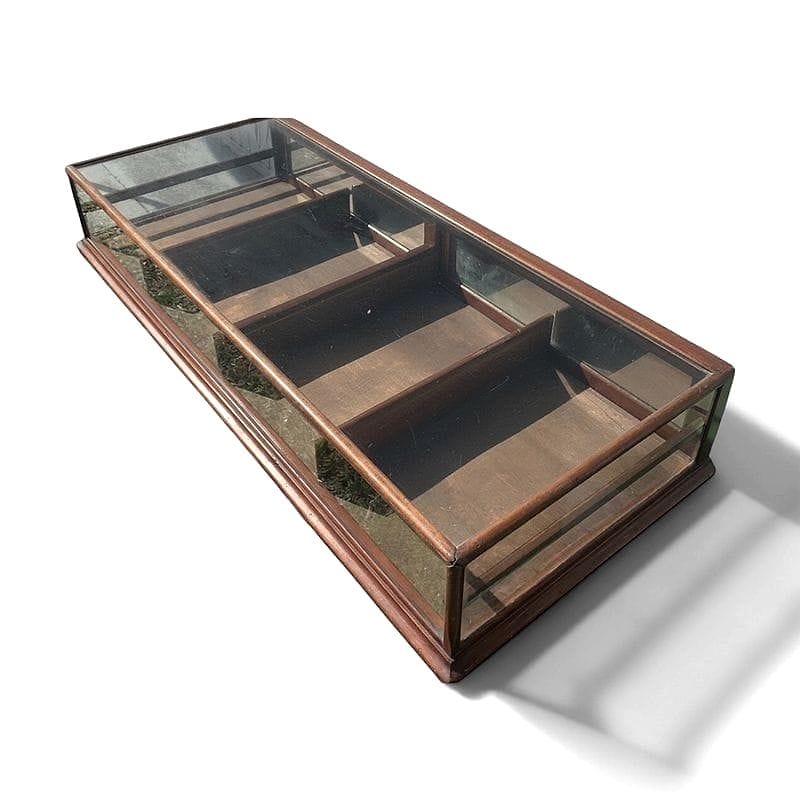 vetrina da esposizione in legno e vetro