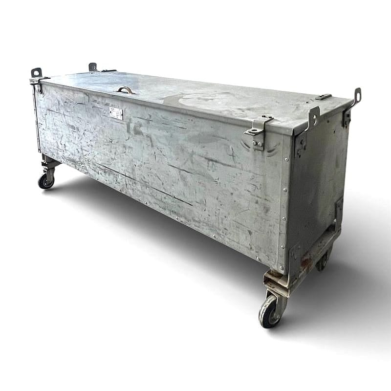 baule industriale in metallo zincato su ruote