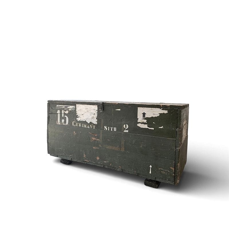 baule militare industriale verniciato a stencil