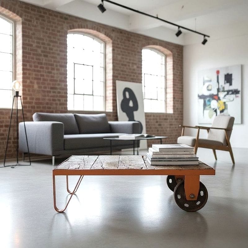 coffee table industriale carrello vintage - immagine 2