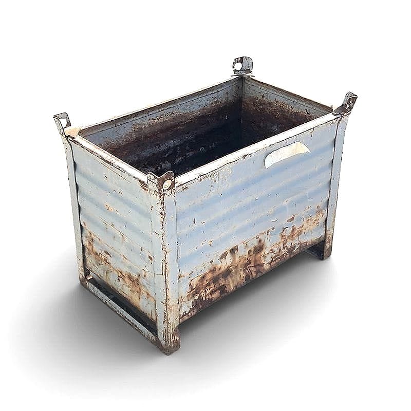 cassone industriale in lamiera blu patinata