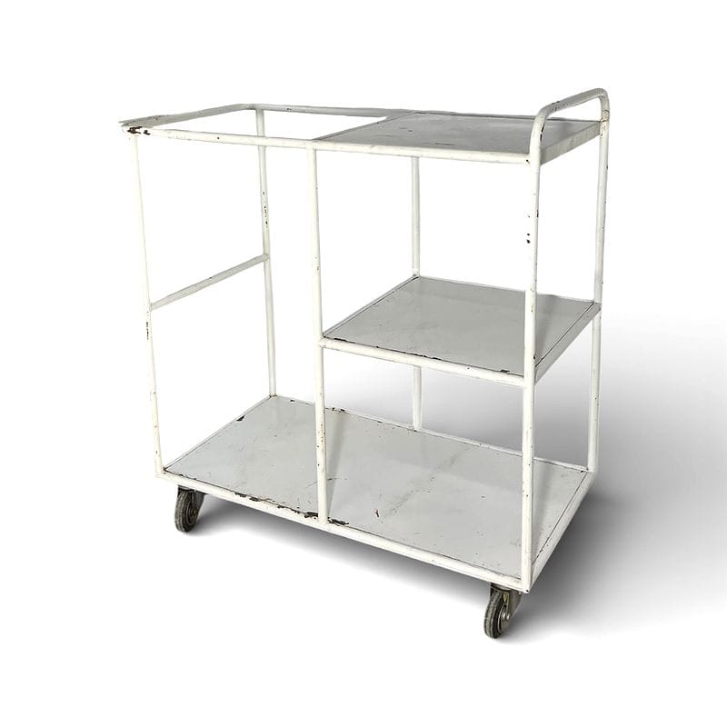 carrello industriale in metallo verniciato bianco