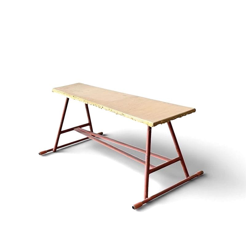 panca da ginnastica vintage in ferro smaltato senza imbottitura
