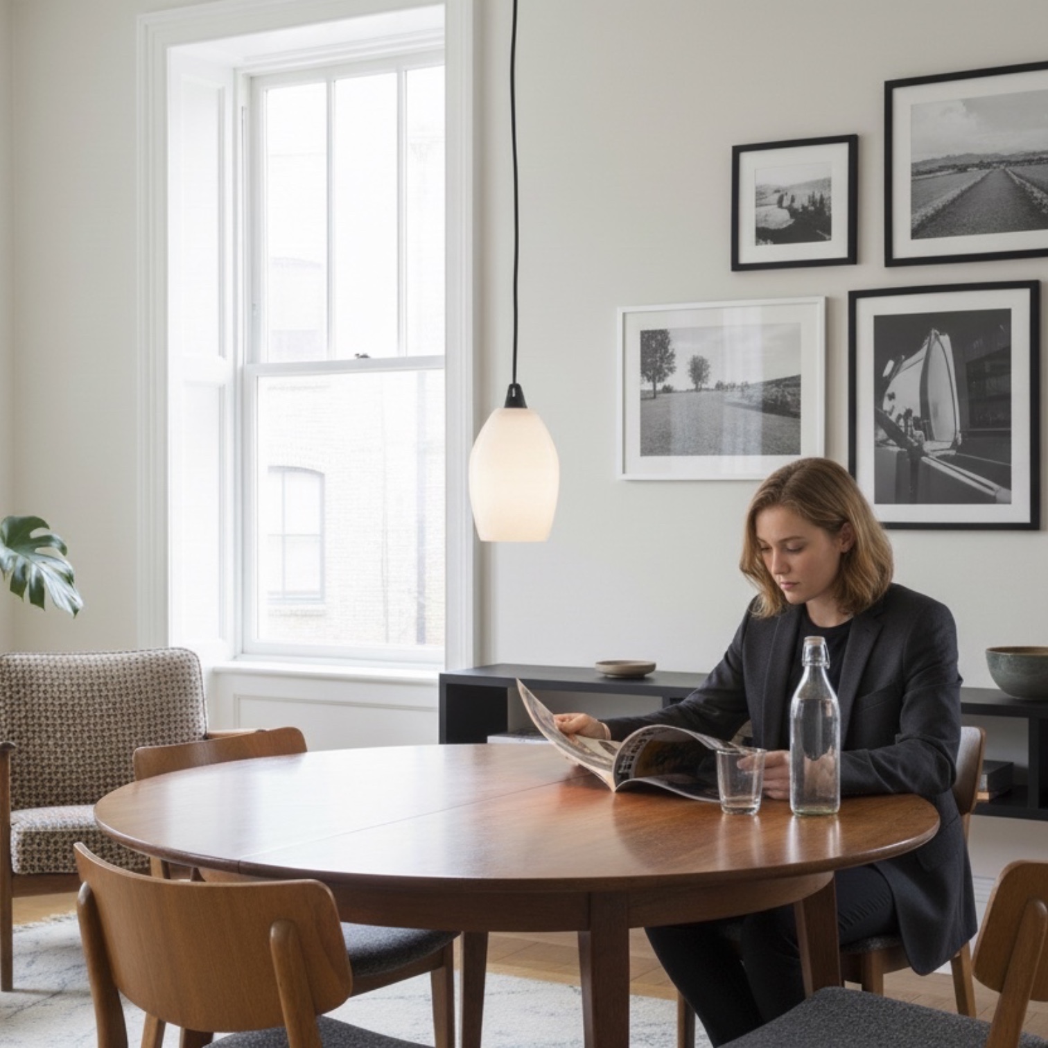 sospensione bianca opalina in polimero stampato - immagine 2