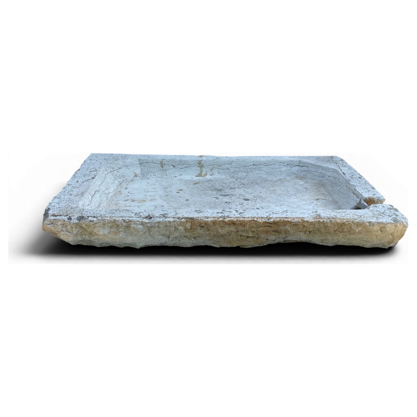 vasca da lavoro in pietra calcarea con scarico