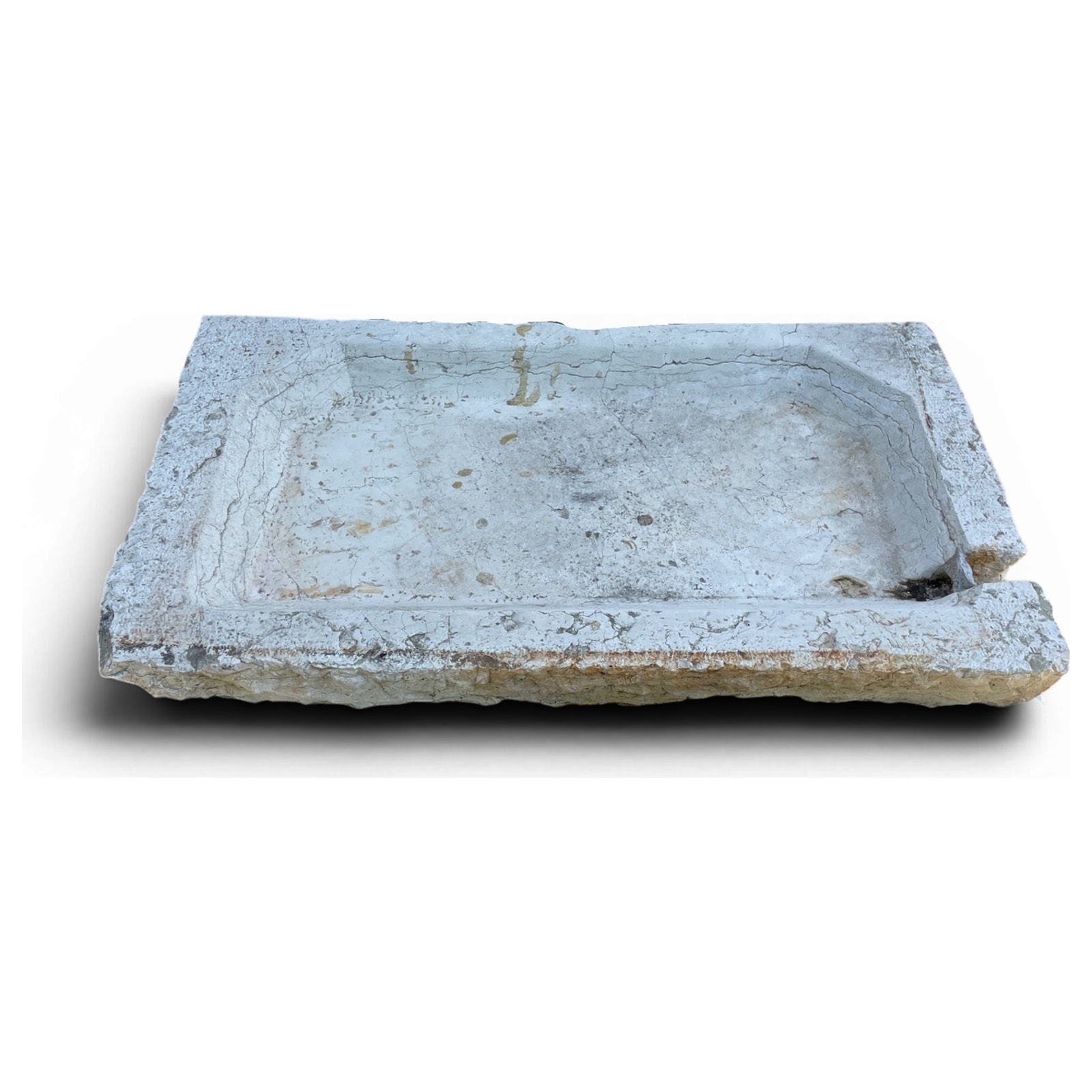 vasca da lavoro in pietra calcarea con scarico