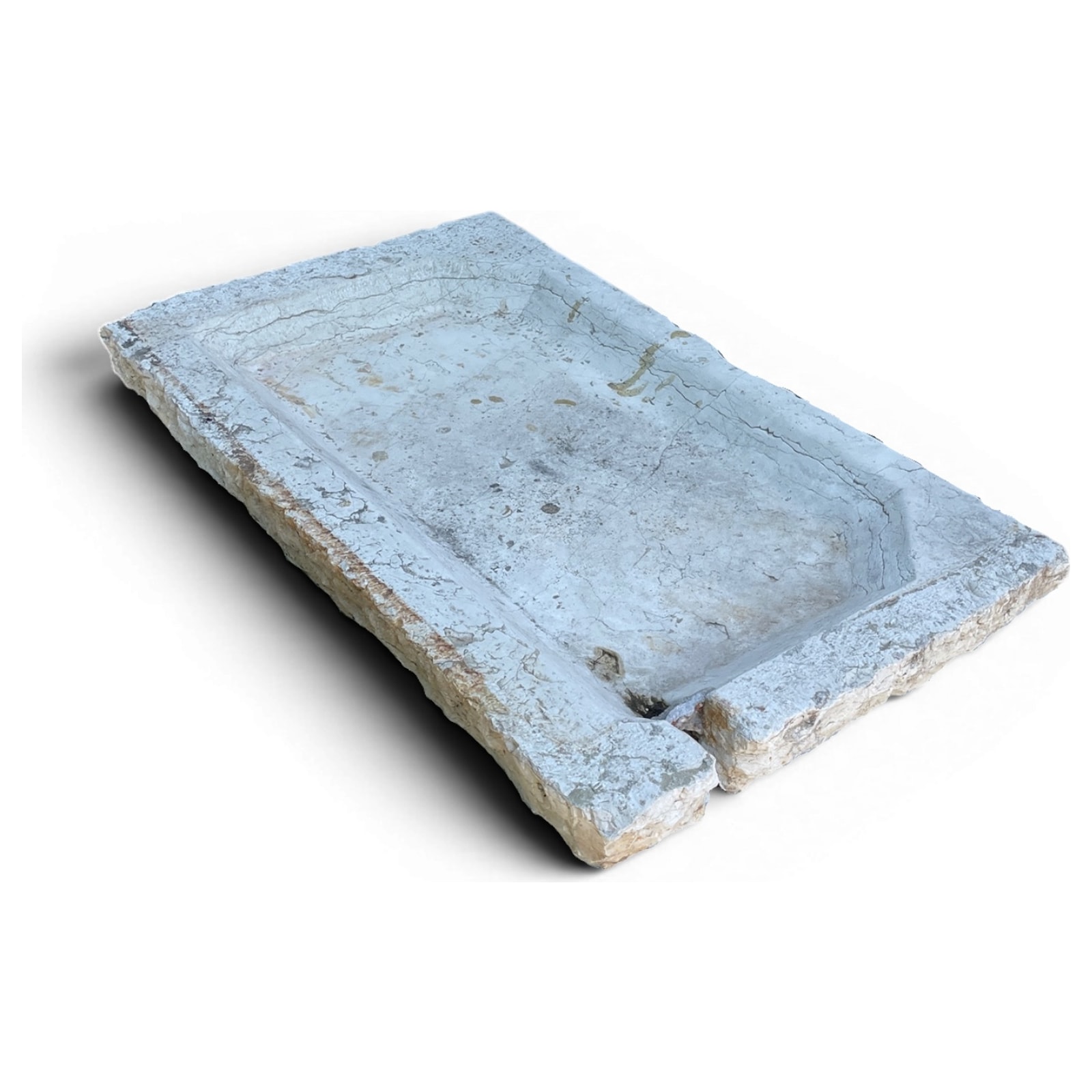 vasca da lavoro in pietra calcarea con scarico